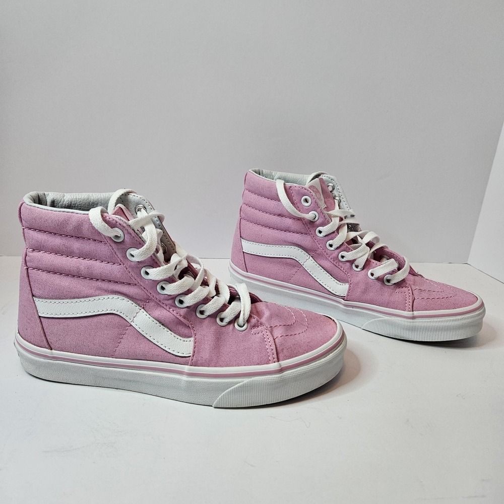 Vans Off The Wall Skate Board Shoes High Top Pink White Womens Sz 7.5 mens Sz 6 - Picture 1 of 6